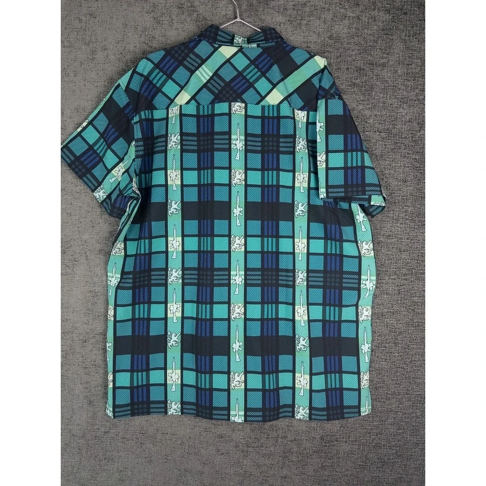 Retro Rifle Brave Heart Mens 2XL‎ Plaid Short Sleeve Button Up Vacations Resort